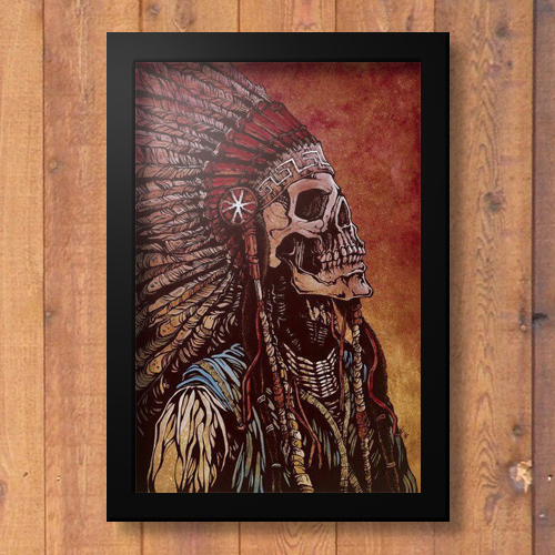 Quadrinho Decorativo - Caveira Indio